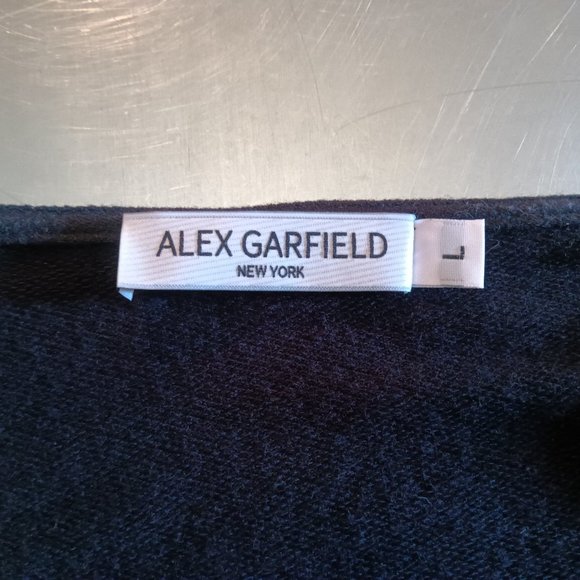 Alex Garfield Black Faux Leather Front Knit Tunic Long Sleeve Top- Size L-XL - Picture 6 of 8